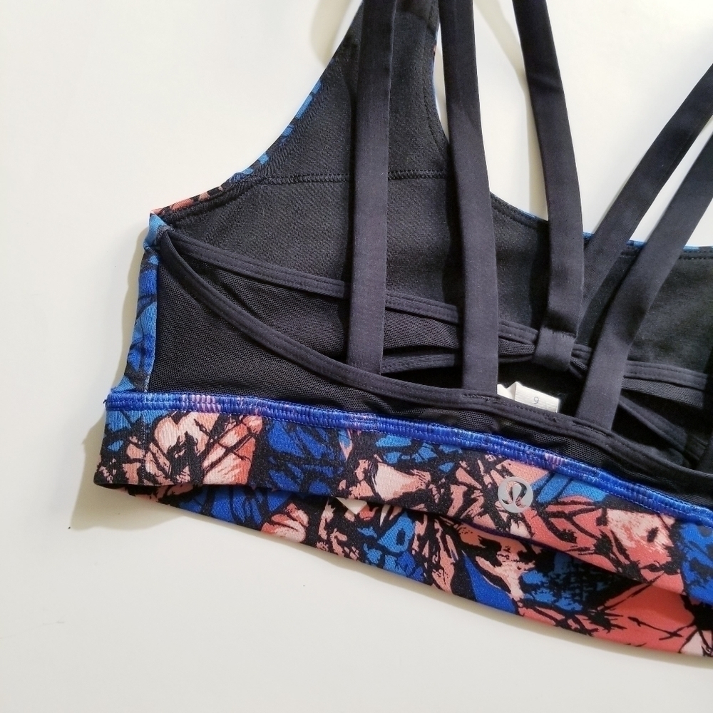 LULULEMON Energy Bra Exhale Yoga Storm Harbor Blue Strappy Athletic Pilates 6 - Picture 3 of 13